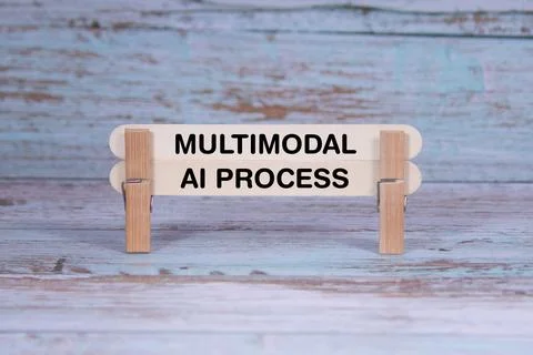 Multimodal, Ai Process word reveal on wodden stick wood texture bg Stock Photos