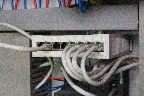 Multimode fiber switch. Add grain effect Stock-Fotos