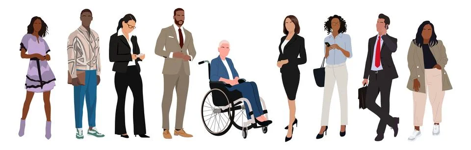 Multinational business team Vector set isolated. Stock Illustration