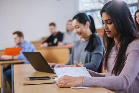 Multinational group of students in an auditorium Stock Photos