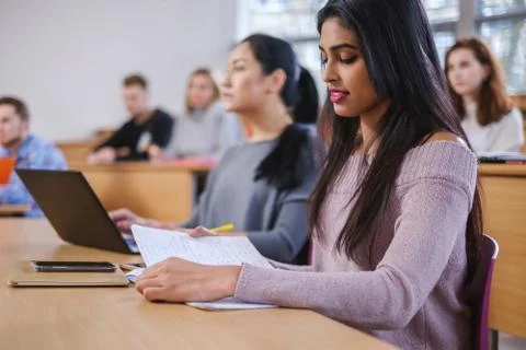 Multinational group of students in an auditorium Stock Photos