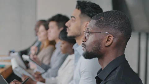 Multinational group of workers managers multiracial diversity business team Stock-Footage 153927083