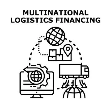 Multinational logistics financing moving global supply chains Stock Illustration