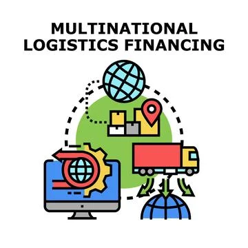 Multinational logistics financing moving global supply chains Stock Illustration