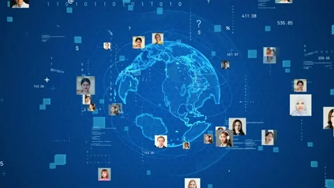 Multinational people and global communication network concept. Social media. Stock Footage 166013237