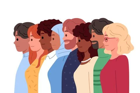 Multinational people demonstrating unity and willingness to stand together Stock Illustration