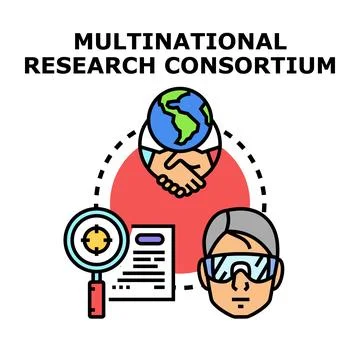 Multinational research consortium partnership concept forming global team Stock Illustration