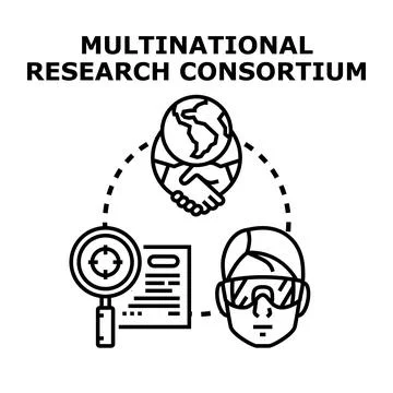 Multinational research consortium partnership concept forming global team Stock Illustration