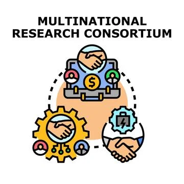 Multinational research consortium working together collaborating globally Stock Illustration