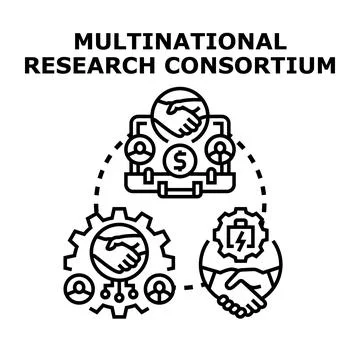 Multinational research consortium working together collaborating globally Stock Illustration