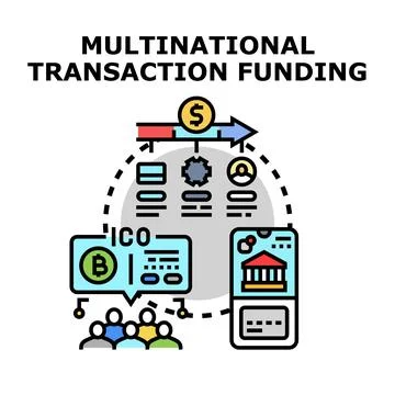 Multinational transaction funding for financial technology and blockchain i.. Stock Illustration
