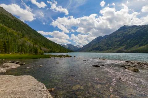 Multinsky lakes in Altai mountains. Stock Photos