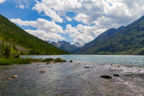 Multinsky lakes in Altai mountains. Stock Photos