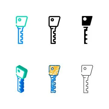 Multipack ancient key color icon vector Stock Illustration