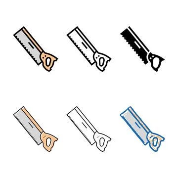 Multipack back hand saw color icon vector Stock Illustration