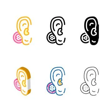 Multipack bone conduction hearing aid color icon vector Stock Illustration