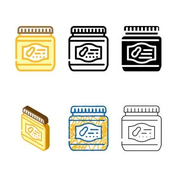 Multipack bottle with sweet peanut butter color icon vector Stock Illustration