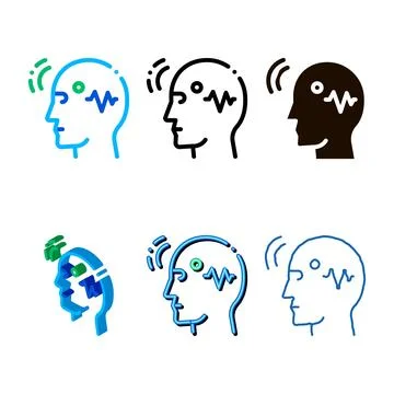 Multipack brain telepathic control vector thin line icon Stock Illustration