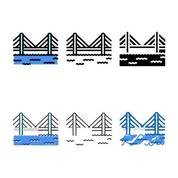 Multipack cable stayed bridge color icon vector Stock Illustration