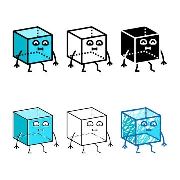 Multipack cube geometric shape character color icon vector Stock Illustration