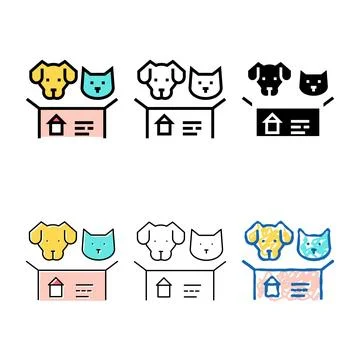 Multipack dog and cat looking new house color icon vector Ilustración de archivo