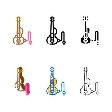 Multipack electric violin color icon vector Stock Illustration