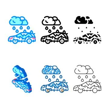 Multipack freezing rain disaster color icon vector Stock Illustration