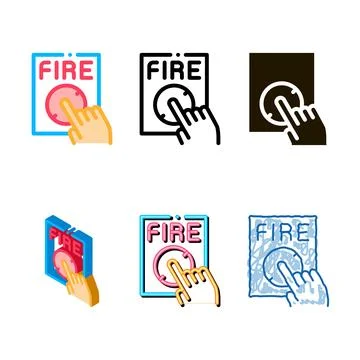 Multipack hand push fire button icon outline Stock Illustration