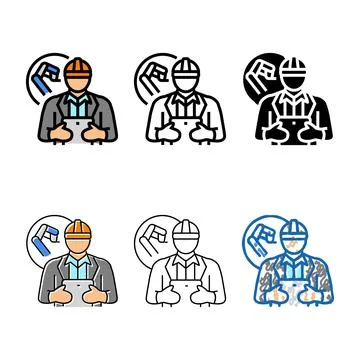 Multipack industrial engineer worker color icon vector Stockillustratie