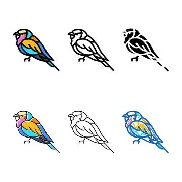 Multipack lilac breasted roller bird exotic color icon vector Stockillustratie