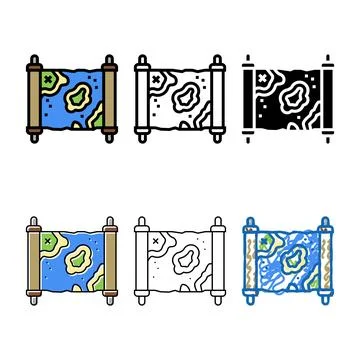 Multipack map with direction to treasure color icon vector Stockillustratie