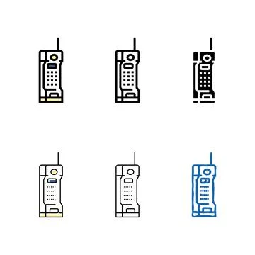 Multipack mobile phone retro gadget color icon vector Stock Illustration
