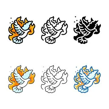 Multipack pentecost feast catholic holiday color icon vector Illustration