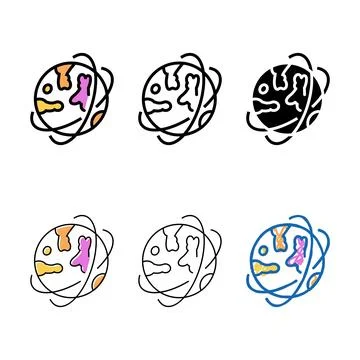 Multipack planet orbit color icon vector flat Stock Illustration