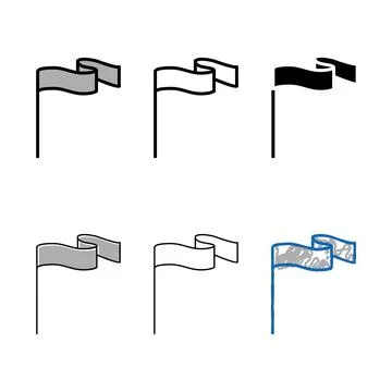 Multipack pole flag web color icon vector Stock Illustration
