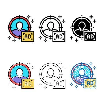 Multipack sharp targeting color icon vector 库存插图