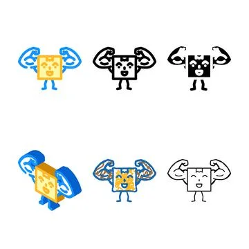 Multipack strong cardboard box character color icon vector イラスト素材