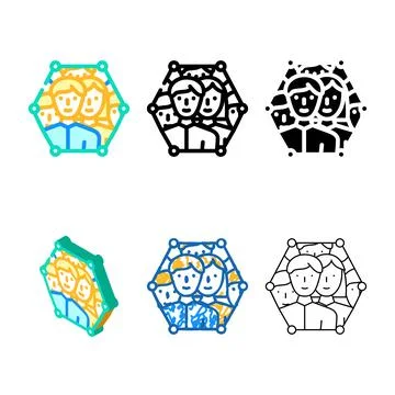 Multipack successful teamwork color icon vector Stock Illustration