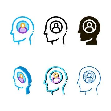 Multipack thought of one person icon vector outline Stock Illustration
