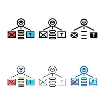 Multipack visual hierarchy ux ui design color icon vector Stock Illustration