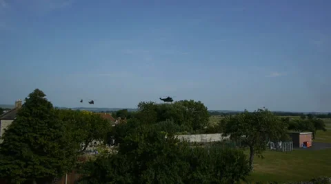 Multipal helicopter flyby, S4 Stock-Footage 39751282