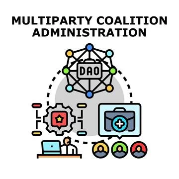 Multiparty coalition administration forming decentralized autonomous organi.. Stock Illustration