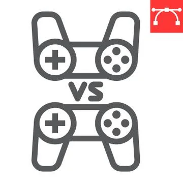Multiplayer game line icon, video games and gamepad, game consoles sign vector Stock Illustration