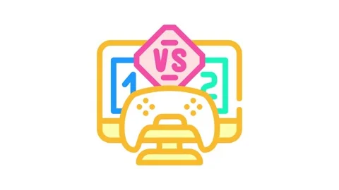 Multiplayer games game development color icon animation Stock Footage 327266976