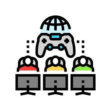 Multiplayer games game development color icon vector illustration Stock Illustration