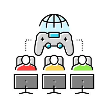Multiplayer games game development color icon vector illustration Stock Illustration