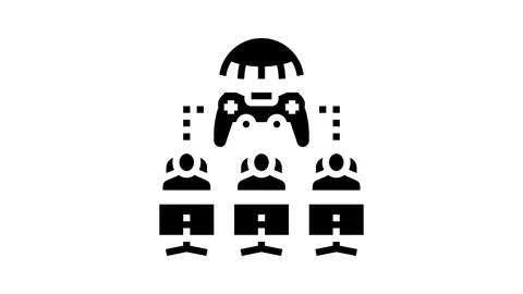 Multiplayer games game development glyph icon animation Stock Footage 326152199