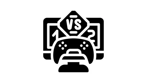 Multiplayer games game development glyph icon animation Stock Footage 326743011