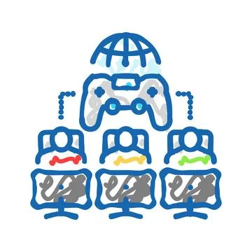 Multiplayer games game development icon doodle illustration Stock Illustration