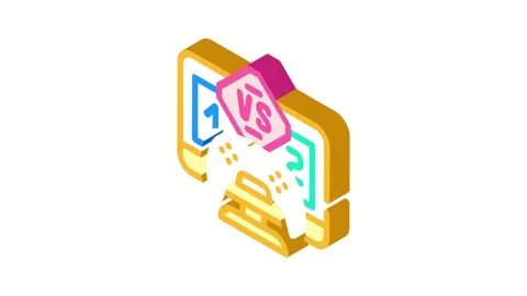 Multiplayer games game development isometric icon animation Stock Footage 327290114